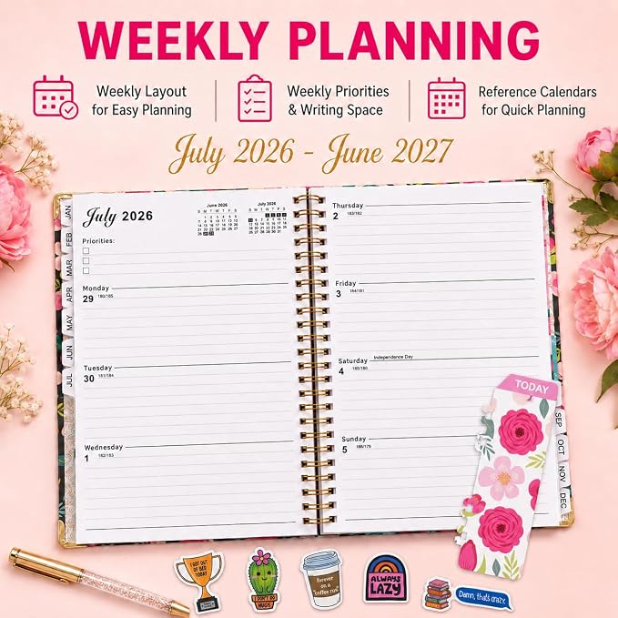 Fuck it Planner Calendar 2026-2027 - A5 6.2*8.5" Weekly Monthly Swear Notebook for Goals Productivity, Fucking Sweary Daily Agendas Organizer Get Shit Done Journal, Funny Gifts for Tired Women, White