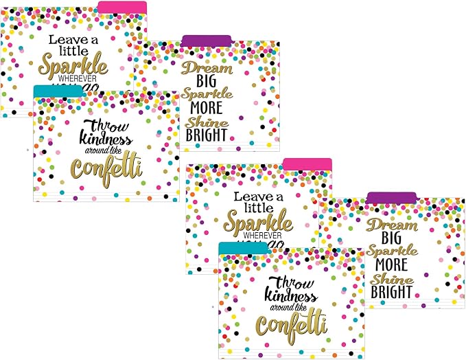 Teacher Created Resources Confetti File Folders, Letter Size, 12 Per Pack, 2 Packs