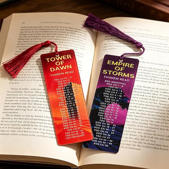 2PCS Throne Themes Acrylic Bookmark with Tassel Fantasy Bookmark for Female Readers Novel Lovers Unique Gift for Book Fans (2pcs Acotar B)