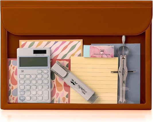 Mr. Pen- File Folder, Brown, Letter Size, Clear Plastic Folders for Documents