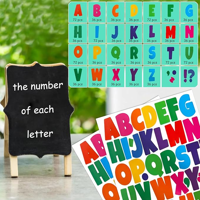 Bemeol 1368 Pieces Bulletin Board Letters 2 Inch Alphabet Letter Stickers Self Adhesive Sticker Letters for Bulletin Poster Board Classroom Mailbox Door Home Decor(Colorful)