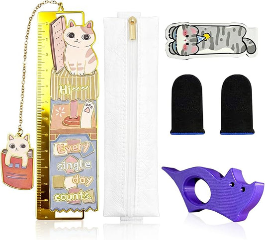 Cat Bookmark with Thumb Book Page Holder,Pen Holder,and Cat Magnetic Bookmark,Metal Book Mark for Reading,Book Accessories As for Cat Lover Gifts,Cute Bookmarks for Women,Girls,Teens and Book Lovers