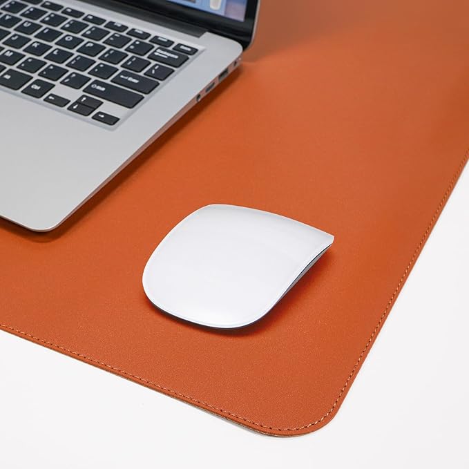 AFIING Cork Desk Mat 47" x 23.6", Dual-Sided Natural Cork & PU Leather Desk Pad, Non-Slip Waterproof Large Mouse Pad for Office, Home & Gaming (Orange)