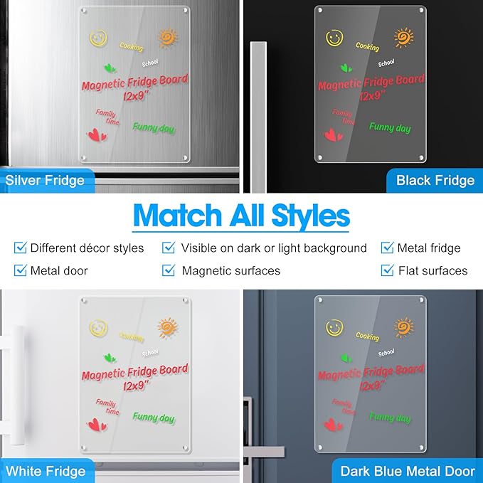 Acrylic Dry Erase Board Whiteboard for Fridge Meal Planner Menu Board for Kitchen Grocery to do List Shopping List Family Dinner Refrigerator Chore Chart Chore Board Clear Planning Board