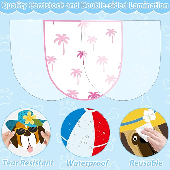 Justforjoyful Summer Dog Bulletin Board Decorations Hawaiian Dog Theme Classroom Back to School Bulletin Board Border Set Cute Puppy Pet Dog Paw Paper Cutouts for School Chalkboard Supplies Wall Decor