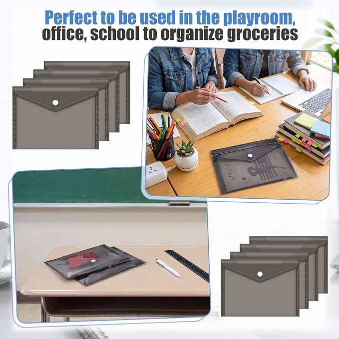 200 Pieces Black 5x7 Small Plastic Envelopes Receipt Check Storage File Holder Case Waterproof Transparent File Envelopes for Home Office Document Receipt Card Storage