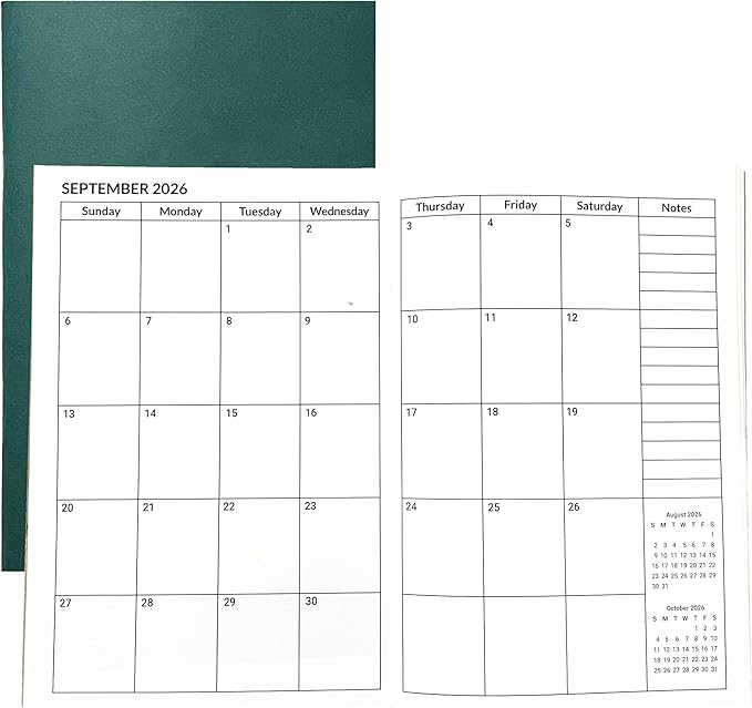 A5 Calendar Planner July 2026 - June 2028, Travelers Notebook Inserts for 2 Years, Monthly Calendar & Important Dates & Line & Dotted, 100gsm Paper, 8.3 x 5.5 in, 1pcs (Green)