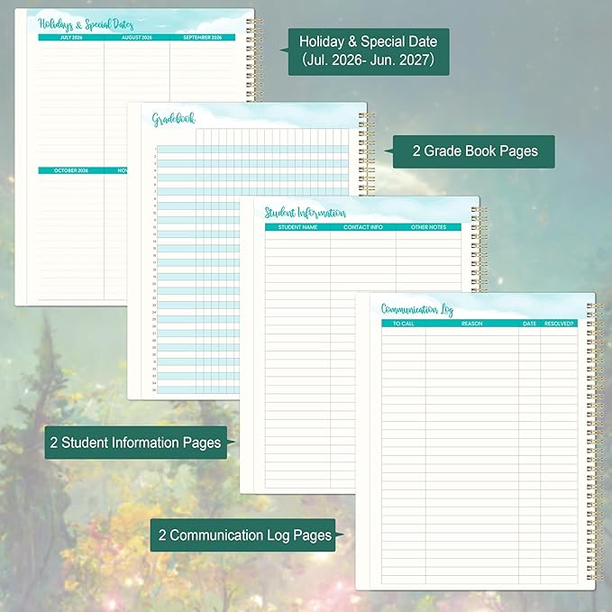 Teacher Planner 2026-2027 - Teacher Lesson Planner 2026-2027, Jul.2026 - Jun.2027, 9" x 11", Academic Planners Weekly and Monthly, Lesson Plan Book for Teachers with pocket, Tabs - Dreaming Moon