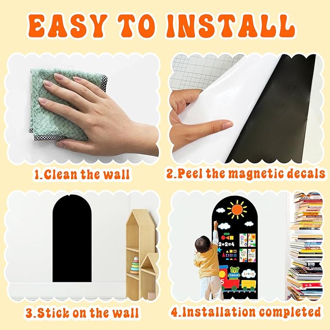 Arch Magnetic Wall Decal Magnet Stickers for Playroom Peel and Stick Magnetic Playwall for Kids Self Adhesive Magnet Wall Board Wallapepr Black Chalkboard for Classroom Home School Nursery Supplies