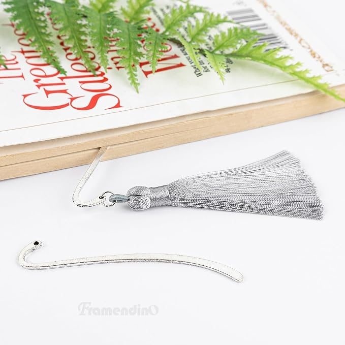 Framendino, 10 Pack Silver Bookmarks Vintage Alloy with Hook Bookmark for Reading Enthusiasts