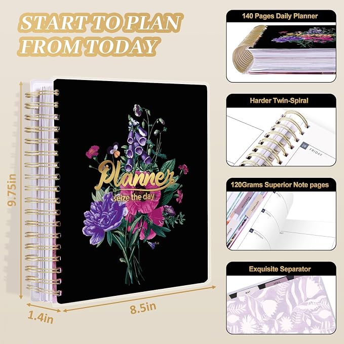Planner 2026-2027, 18 Months Large Academic Daily Weekly Monthly Planner Organizer, July. 2026 - Dec. 2027, 8.5x9.8" Agenda with Page Tabs, Separator Page, Pocket Folder, Bookmark, Stickers & Sticky Note Set