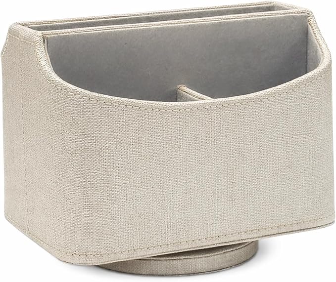 UnionBasic Rotating Desk Organizer, 360 Desk Spinning Caddy, Desktop TV Guide/Mail/Media/Remote Controller Holder Organizer, Beige