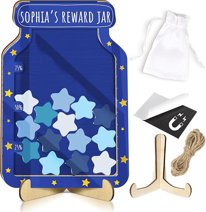 Personalized Magnetic Reward Jar Colorful for Kids Potty Training Star Smile Heart Tokens Good Behavior System Toddler Reward Routine Tool Back to School Gifts for Boys Girls Classroom & Home Décor