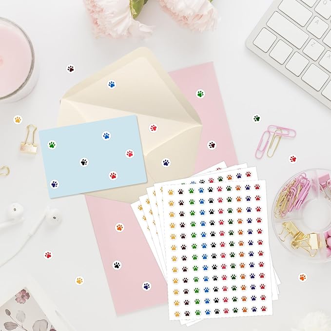 6000 Pieces Paw Print Stickers, Puppy Paw Prints Stickers, Round Dog Paws Print Decals Colorful Mini Incentive Reward Sticker for Kids, Behavior Chart Sticker for Students Teachers Classroom Supplies
