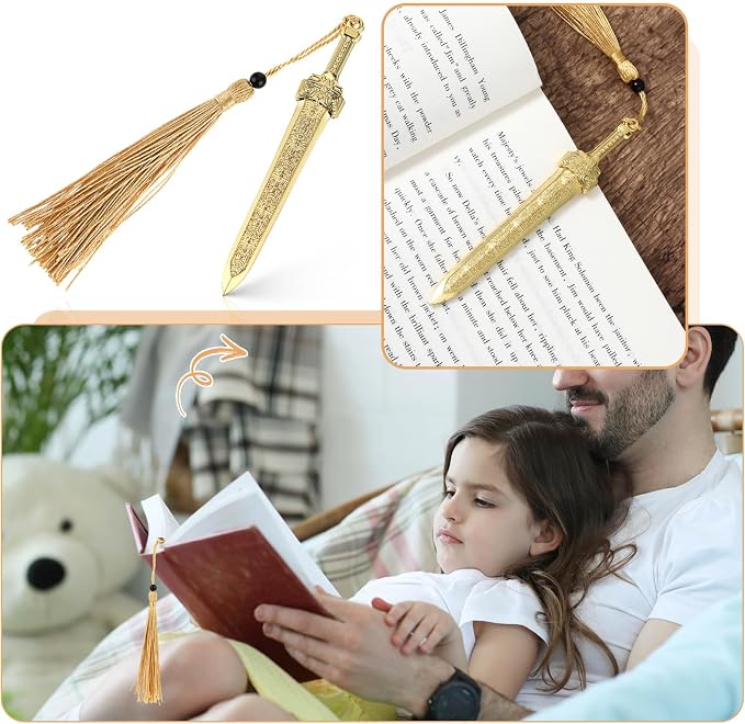 Tyqour Sword Bookmark for Book Lovers with Tassels Metal Book Mark Vintage Bookmark for Men Women Office School Home Library Bookstore