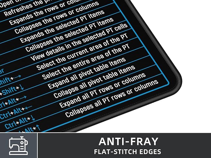Rinaze Large Mouse Pad With Excel Shortcuts Cheat Sheet, Excel Tips Desk Mat, XXL Gaming Mousepad Keyboard Pad, Office Accessories for Computer, Mac, PC and Laptop
