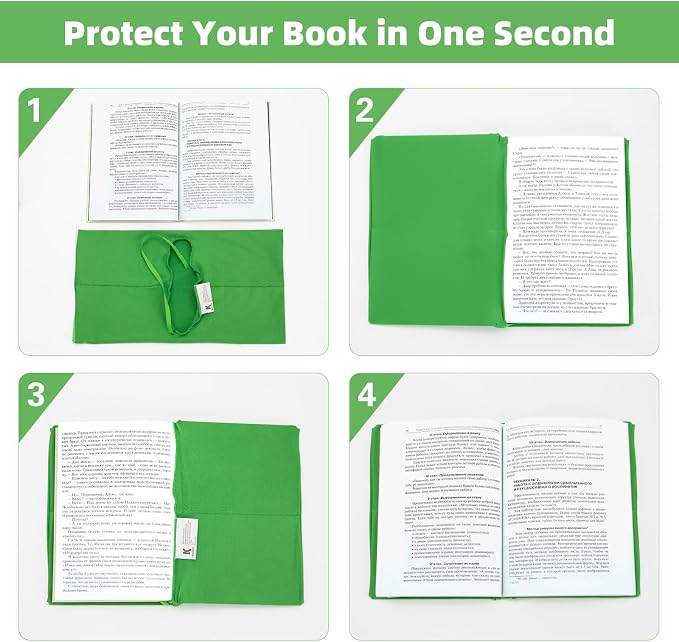 KICNIC LightGreen Fabric Book Cover for Hardcover, 1 Pack, 6x9 Inch, Up to 8.5”x9.5”, Adjustable School Book Sleeve Protector for Teens, Stretchable Decorative Cloth Book Sox for Book Lovers