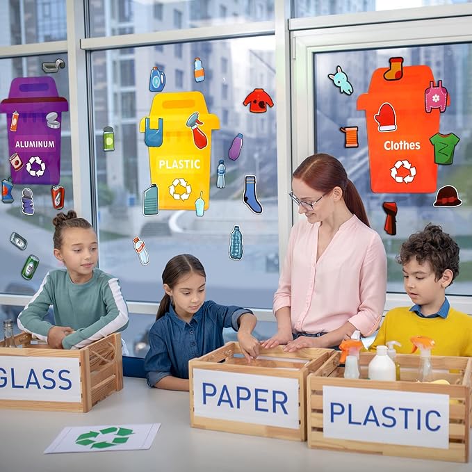 Crtiin 66 Pcs Earth Day Learn to Recycle Activity Set for Kids Classroom Earth Day Activities Kit Bulletin Board Educational Learning Activities Earth Day Decorations for School