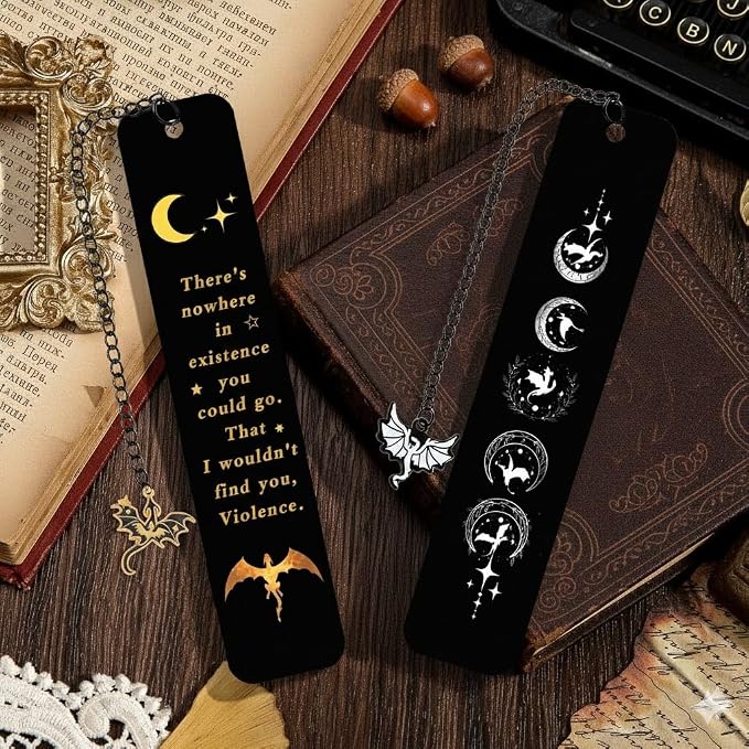 Fantasy Dragon Bookmark Set 2.0,Fourth Wing Metal Bookmarks,Cool Book Mark for Book Lovers Writers Readers Teens Men Women Adults (Black Dragon)