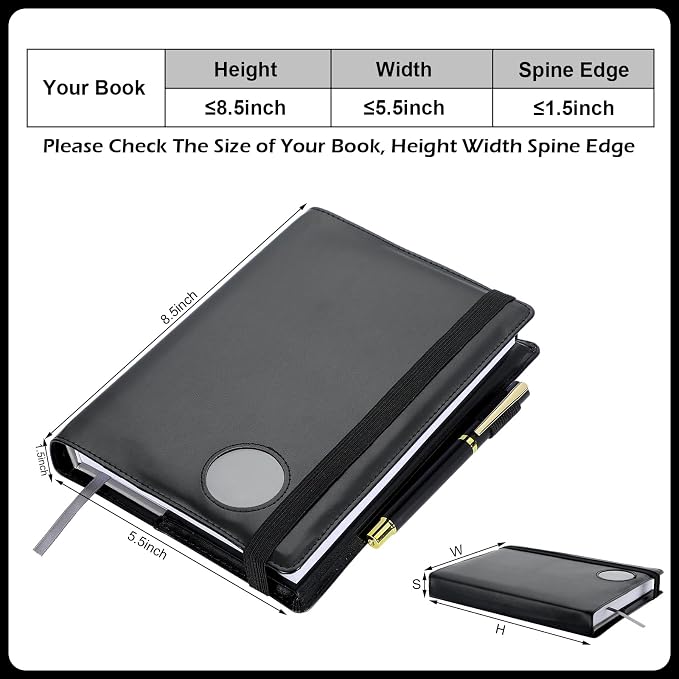 Motipuns Single Aa Book Cover Paperback Protector Medallion Holder Leather Gift for Women Men(Black)