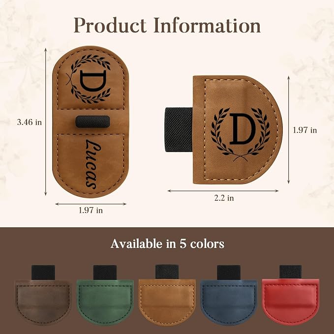 Custom Leather Magnetic Bookmarks Personalized Vintage Engraved Name Initials Text Book Marker Clips Customized Gifts for Readers Kids Book Lovers Classmate (New Bookmark)