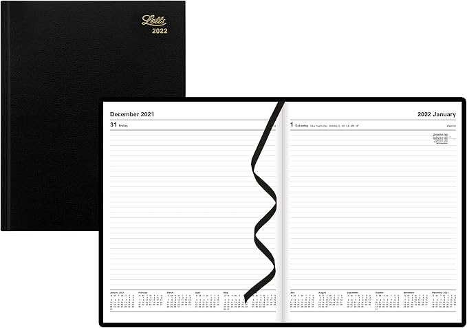 LETTS of London 10Y for Year 2022 Principal Desk Day to Page Journal, Black, Quarto Size (Y) - 10 1/4" X 8/1/4", C10YBK-22