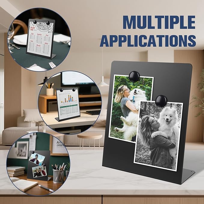 Large Magnetic Bulletin Board with Stand, 12x10x3.75inch Metal Magnet Display Board, Tabletop Memo Board, Magnetic Display Stand with 2 Magnets for Home School Office (1 PCS, 12x10x3.75inch)