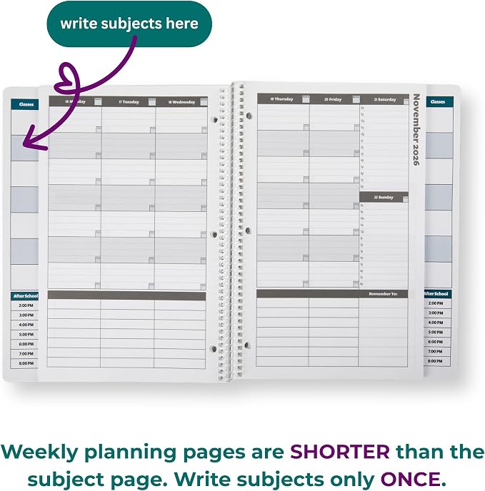 Order Out Of Chaos Academic Planner 2026-2027, Daily Weekly Monthly School Calendar, student planner 2026-2027, 8.5 x 11 Homework Organizer, july 2026-june 2027 Teal Blue School Agenda Book