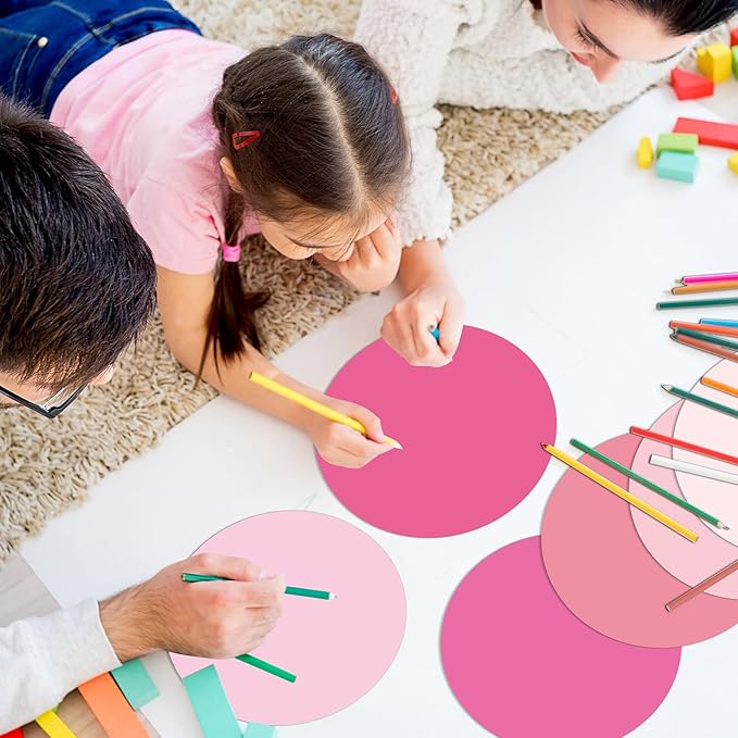 Lincia 24 Pack Colorful Erase Dots Circles 10.5 Inch Removable Vinyl Spot Dry Erase Desktop Writing Spots Set for 100th Day of School Classroom Table Teacher Students Home Desk Wall (Pink Colors)