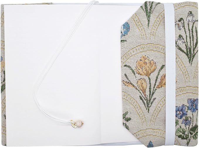 BLBMH 5.5x8.5 Fabric Bible Cover Non-Stretch | Built-in Bookmark | Handmade Washable Book Sleeve for Paperback Journal Privacy Reading Gift for Women - WD Flower White