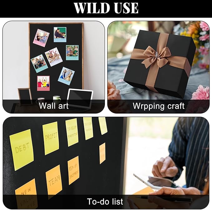 Black Bulletin Board Roll Reusable Waterproof Erasable Bulletin Board Fade Resistant Wrinkle Resistant Poster Non-Woven Fabric Bulletin Board Roll for Classroom Decor Wrapping Crafts（15.7" x 39ft）
