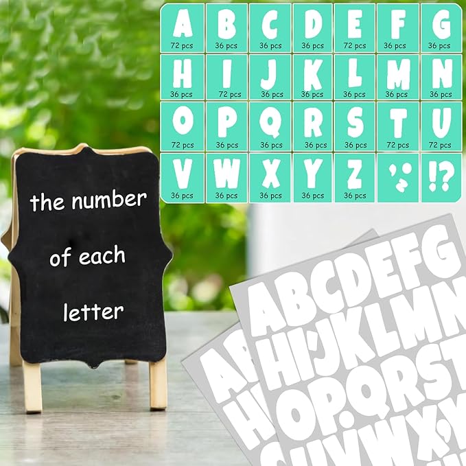 Bemeol 1368 Pieces Bulletin Board Letters 2 Inch Alphabet Letter Stickers Self Adhesive Sticker Letters for Bulletin Poster Board Classroom Mailbox Door Home Decor(White)