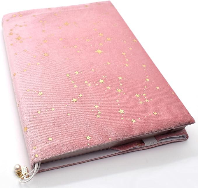 BLBMH 10x7 Book Cover | Handmade Non-Stretch Fabric Bible Cover with Bookmark | Washable Large Hardcover Paperback Protector | Privacy Reading Gift for Women - Velvet Pink