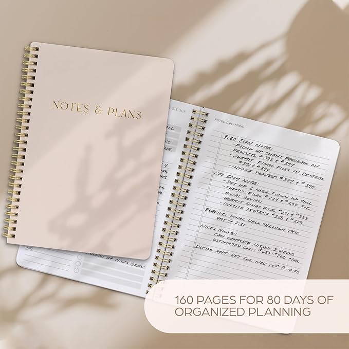 Beautiful Daily Planner And Notebook With Hourly Schedule - Aesthetic Spiral To do List Notepad to Easily Organize Your Tasks And Appointments - Stylish Book And School Or Office Supplies For Women