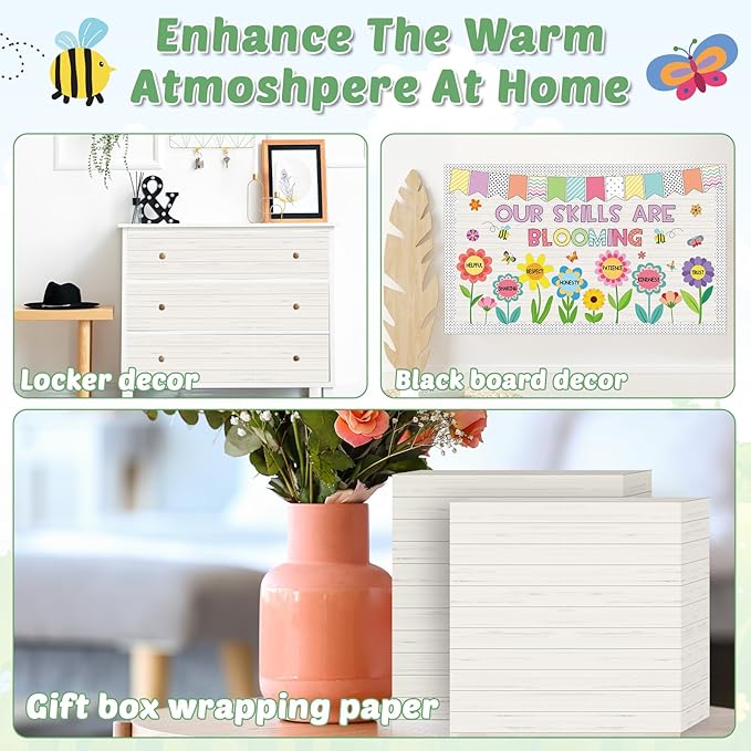 White Wood Bulletin Board Roll Plastic Bulletin Board Roll 15.75inch x 23ft Peel and Stick Non-Fading Anti Wrinkle White Bulletins Boards for Classroom Wrap Crafts Supply Wall Decoration