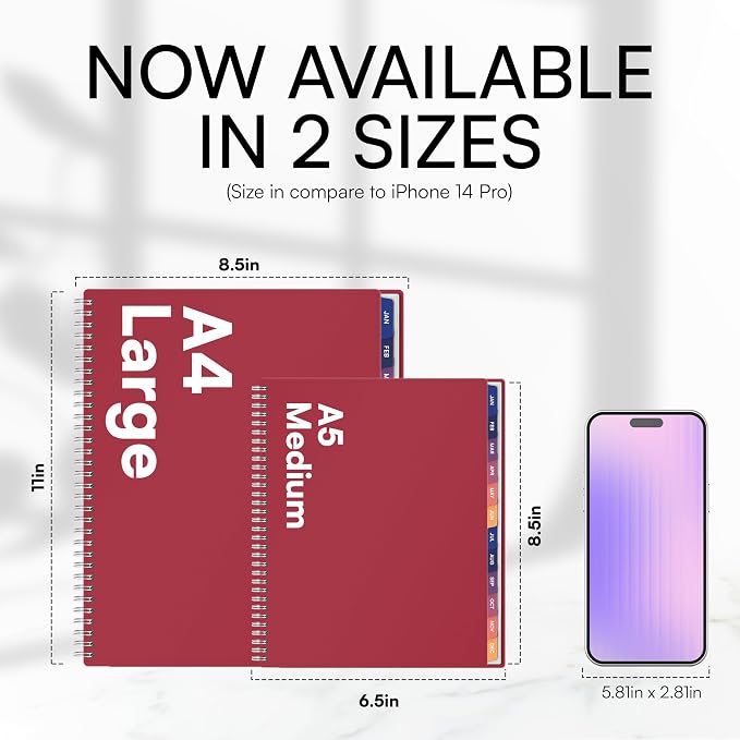 Ensight 2026 Appointment Book and Planner 8.5" x 11" Large Hourly Weekly Daily Schedule Book with Tabs, 15 Minute Time Slots, Maroon Calendar Organizer Jan 2026–Dec 2026 Appointment Planner - Maroon