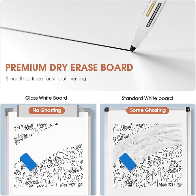 MaxGear Double Sided Whiteboard with Stand, 36" x 24" Large Dry Erase Easel Whiteboard, Height Adjustable Aluminum Alloy Frame, Portable White Board for Office Classroom Teaching