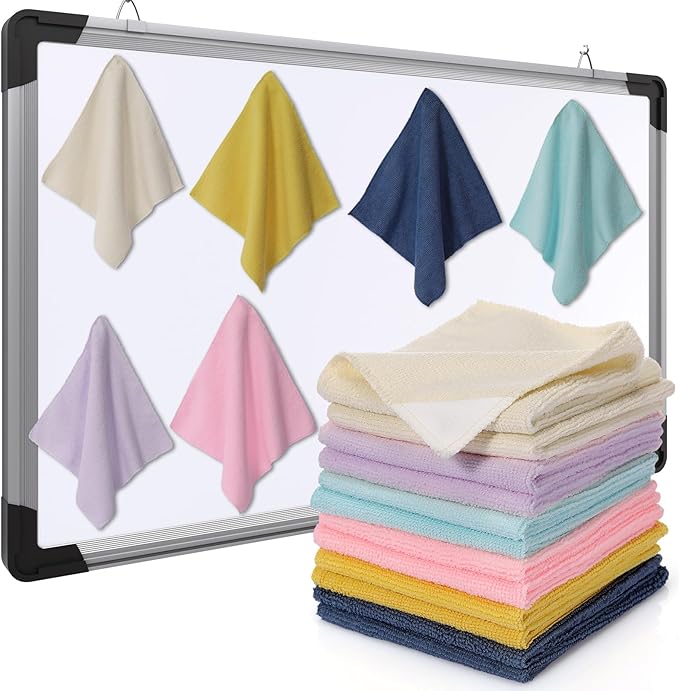 Fanfanwin 12 Pcs Magnetic Cleaning Cloth Dry Erasers for White Boards 9.84" x 9.84" Extra Strong Magnetism Microfiber Whiteboard Eraser for Blackboards Classroom Home Reusable Washable