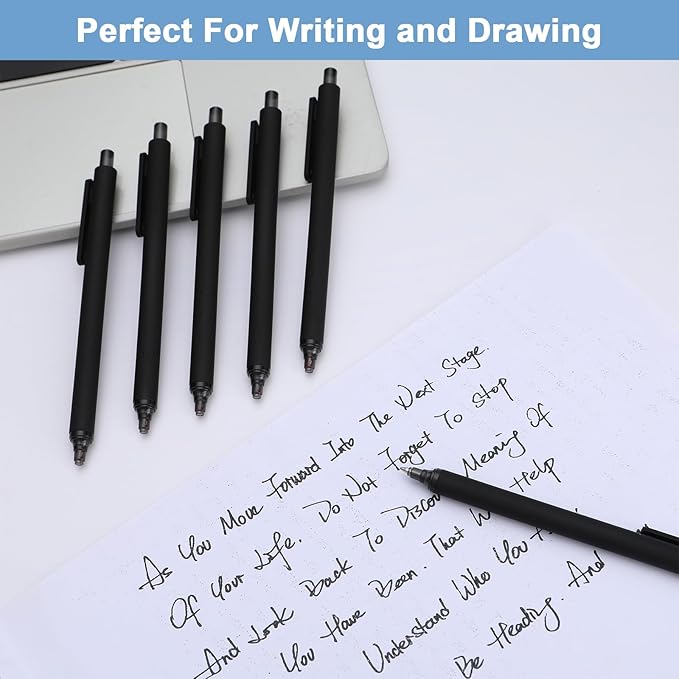 WY WENYUAN 100 Pcs Black Pens Bulk, 1.0mm Bold Point Quick Drying Ballpoint Pens, Retractable Bulk Pens for Smooth Writing, Ideal for School, Office, Journaling, Note Taking and Correction