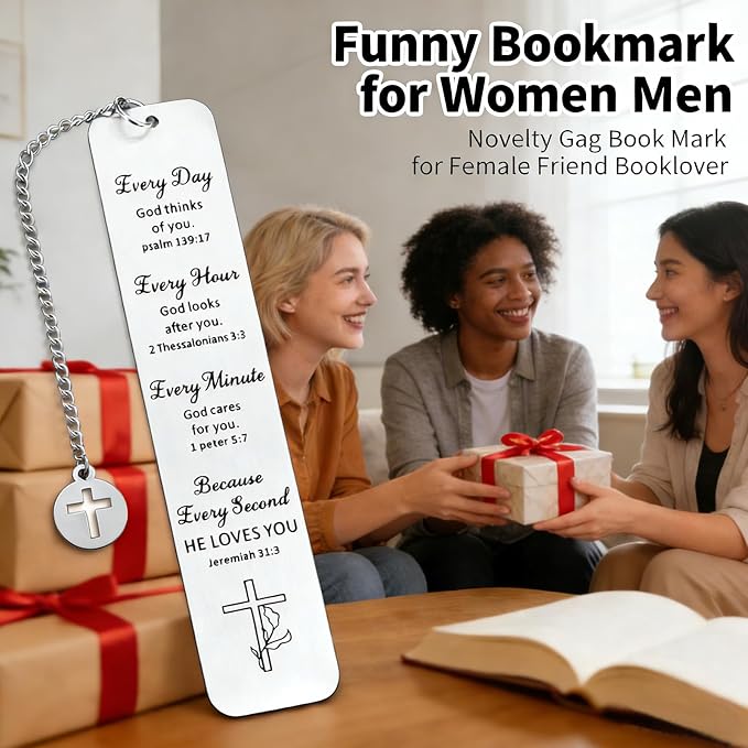 Bible Bookmark Metal Bookmarks Christian Gift for Women Men Girls Boys Baptism and First Communion Graduation and Back to School Religious Inspirational Scripture Verse Bookmark for Book Lovers