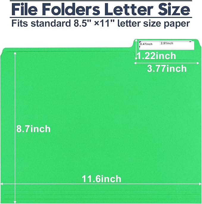 File Folders,150 Pack Colored File Folders Letter Size,8.5" x 11",1/3 Cut Tab Bulk Durable Paper Folders with Blank Labels,Assorted 6 Colors Folders for Office Business School Home Use