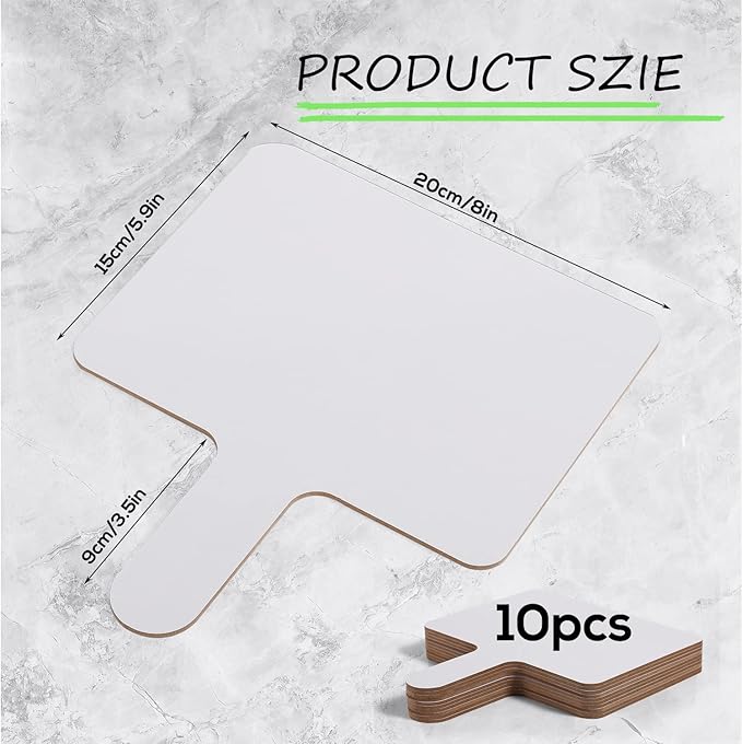 10pcs 9.6x8inch Dry Erase Answer Paddle, Hand Held Wooden White Board Double Sided Dry Erase Answer Board for Classroom Teaching Office Meeting Family Party