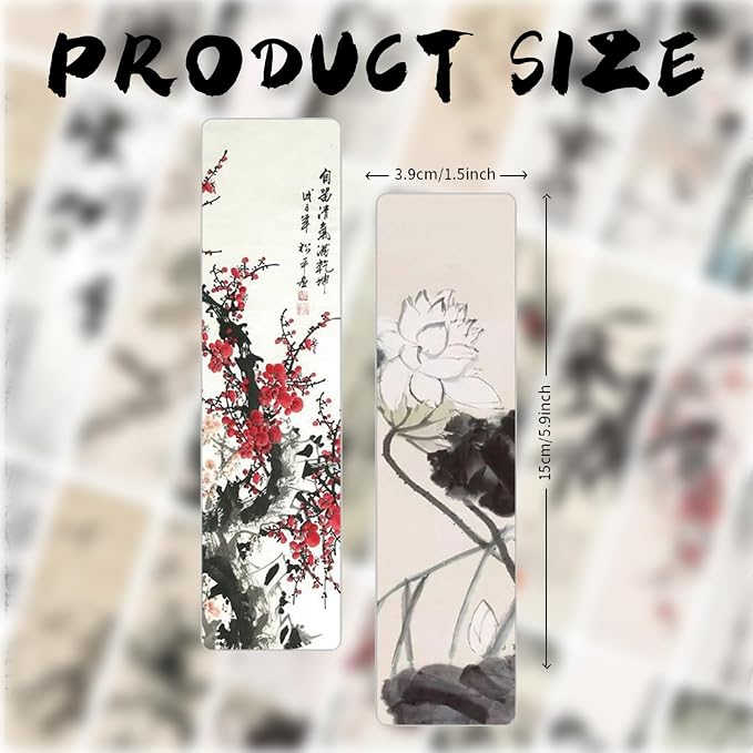 24PCS Unique Chinese Ink Painting Bookmarks, Traditional Oriental Art Reading Accessories, Cultural Gifts for Book Lovers Women Kids Students Teachers, Vintage Collectibles with Ancient Aesthetics