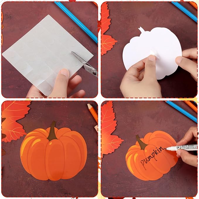 Marspark 68 Pieces Thanksgiving Classroom Decoration Fall Bulletin Border Decoration Pumpkin Maple Leaves Turkey Paper Cutouts Thanksgiving Wall Decor for Autumn Harvest Party School Home Windows