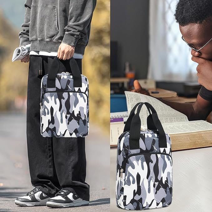 DSIUE Kids Bible Cover Bible Bag Bible Carrying Case for Boys with Handles Childrens Bible Book Covers Camo Grey