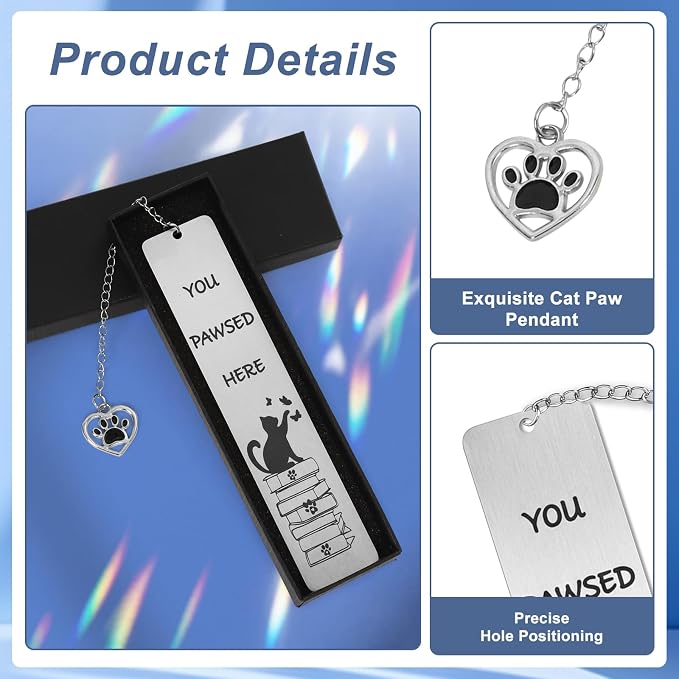 Cat Bookmark, Kaluofan Book Marks for Reading, Cute Bookmarks for Kids Book Lovers Cat Lovers, Cat Gifts for Women Metal Bookmark for Bookworms Friends Teachers, School Home Office Reading Stationery
