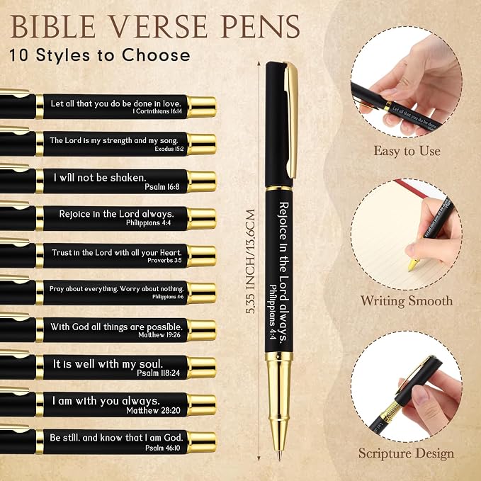 Skyygemm 20 Set Fathers Day Christian Gifts Bulk Bible Verse Pens God Bless You Bookmarks and Prayer Cards with Bags Religious Gifts for Men Church Sunday School Party Favors (Black)