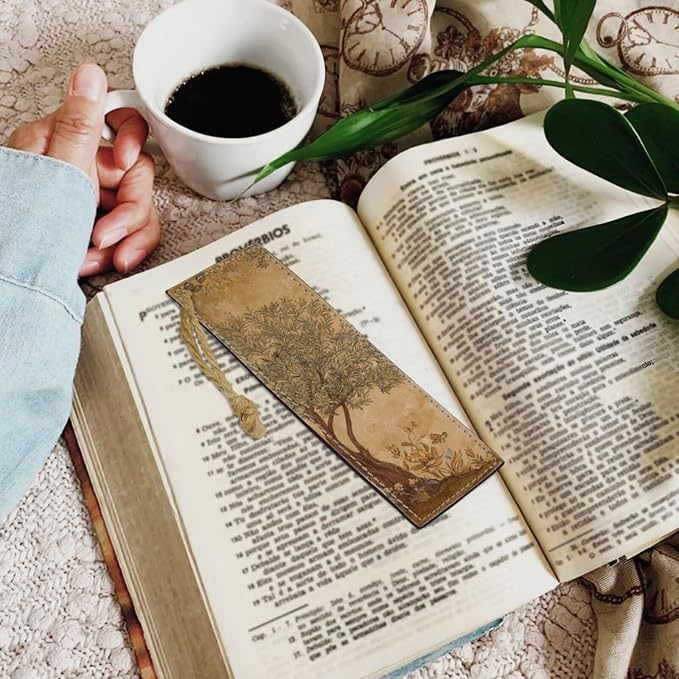 Vintage Style Olive Tree Bible Case with Bookmark Waterproof Bible Cover Case for Women Lightweight Bible Bag with Handle Pockets Church Book Bag Brown