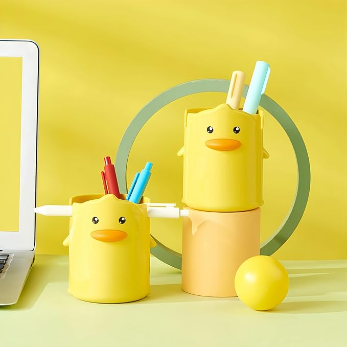 Adorable Cartoons Pencil Holders - Multifunctional Desktop Organizers (2 Pcs Duck)
