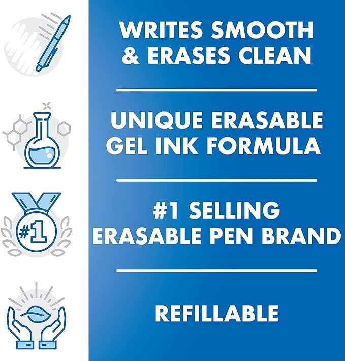Pilot, FriXion Ball Gel Ink Refills for Erasable Pens, Fine Point 0.7 mm, Pack of 3, Black